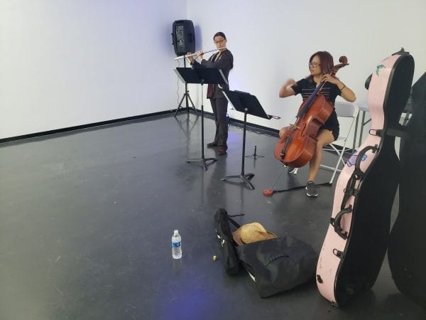 Celicia (flute) and Rose (cello) collaborate with me to create something new.