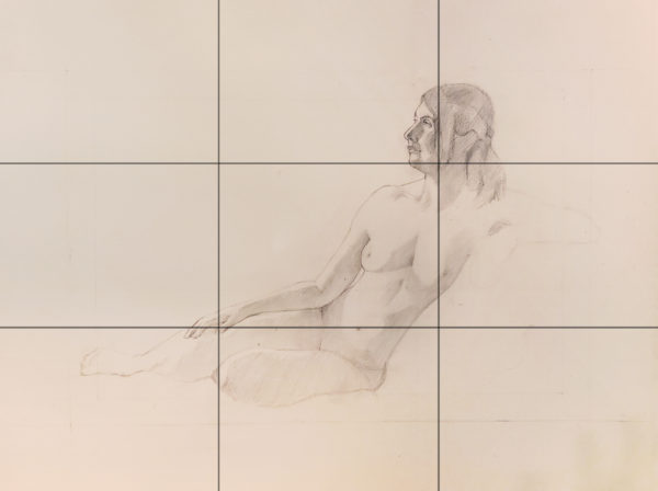 Drawing in progress showing the rule of thirds