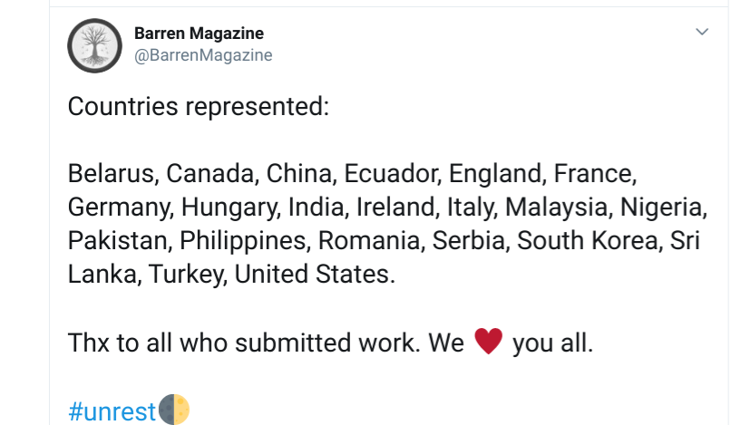 List of countries represented in Barren issue 15