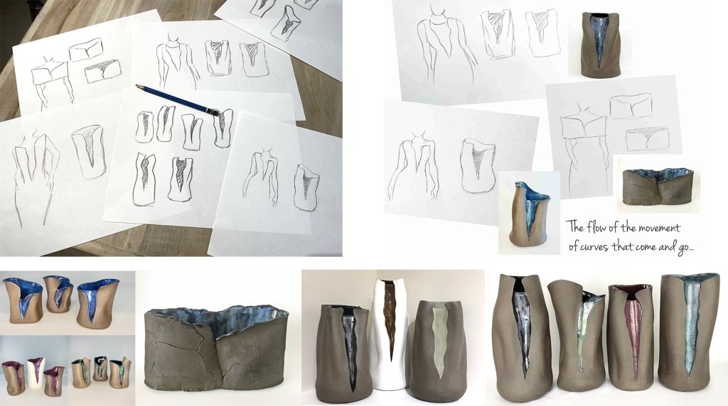 ceramic vases inspired by the shapes of the female body by Agueda Zabisky