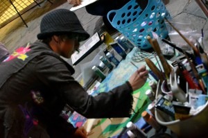 Painting live in downtown St. Petersburg, FL