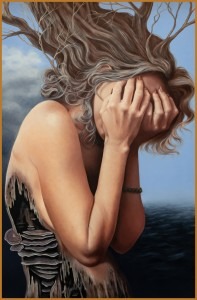 "The Hollowed Resilience: A Woman Shielded from the Storms of the Past”