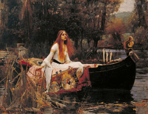 The Lady of Shalott is a painting of 1888 by the English painter John William Waterhouse. It is a representation of the ending of Alfred, Lord Tennyson's 1832 poem of the same name.[1] Waterhouse painted three versions of this character, in 1888, 1894 and 1915. It is one of his most famous works