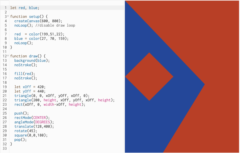 Creative coding interpretation of Carmen Herrera Origami, 1987