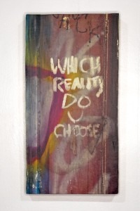 which reality do u choose, graffiti, photo, wood transfer, Luci Westphal