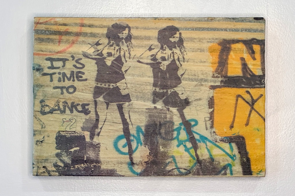 it's time to dance, street art, women dancing, graffiti, photo wood transfer