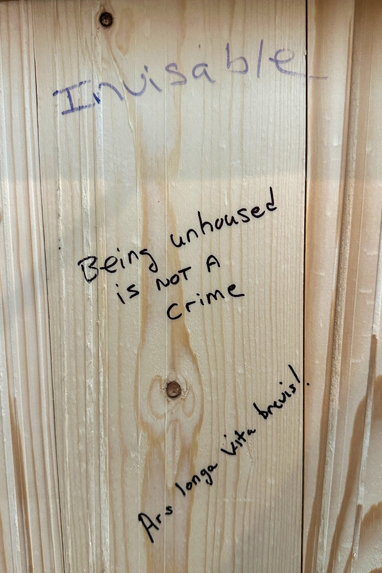 being unhoused is not a crime, invisable, invisible, ars long vita brevis
